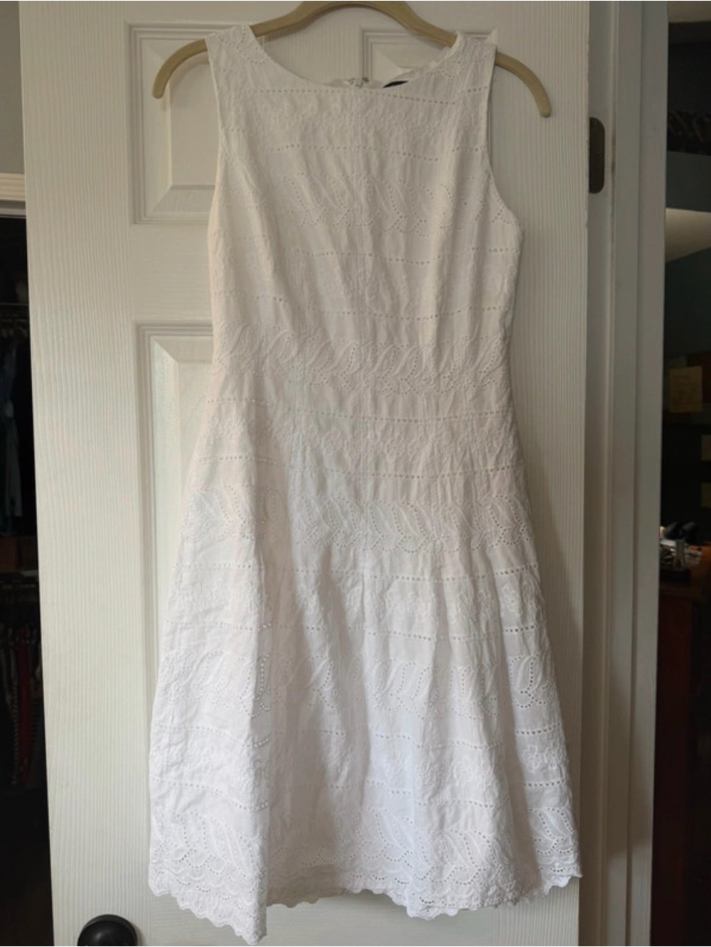 Ivanka Trump White Sleeveless Eyelet Mini Dress